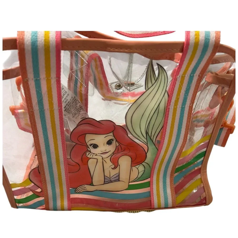 Disney Ariel Clear Crossbody Bag Rainbow Strap Pink Trim Adjustable Strap - Picture 6 of 16